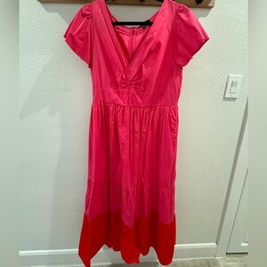 Kensie bright pink and red maxi dress